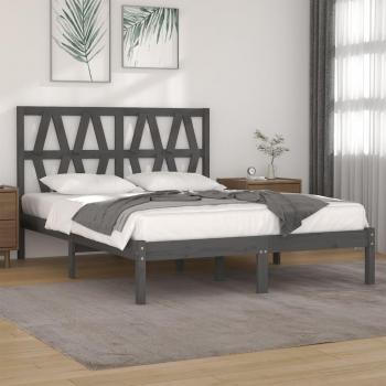 Estructura de cama de madera maciza de pino gris 120x200 cm