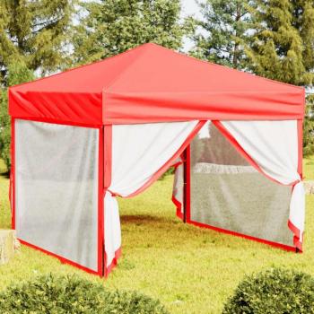 Carpa para fiestas plegable con paredes laterales 3x3 m en color rojo