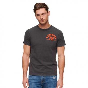 Camiseta de Manga Corta Vintage Athletic Superdry Color Grafito Negro Talla XL