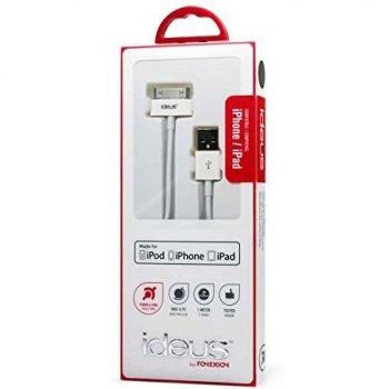 Ideus DLIP - Pack de cable de datos y carga USB 2.0, compatible con Apple iPod, Apple iPhone y Apple iPad, blanco