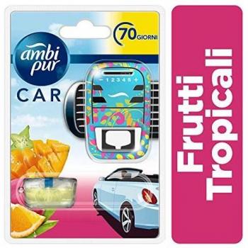 AMBI PUR Frutas Tropicales Difusor Y Fragancia para Ambientador De Clip para Coche 7 ml