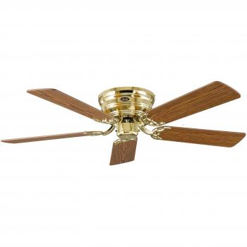 Ventilador de Techo Classic Flat III de CasaFan en Latón Pulido con Aspas de Roble/Haya de 132 cm