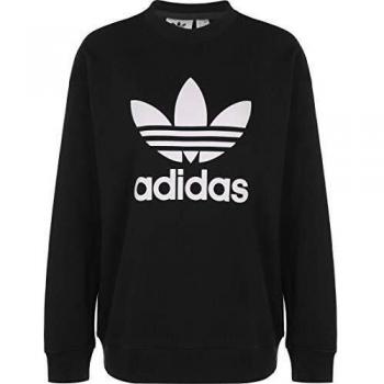 Adidas Trefoil Crew Sweatshirt Black/White Women's Regular Fit Size 38