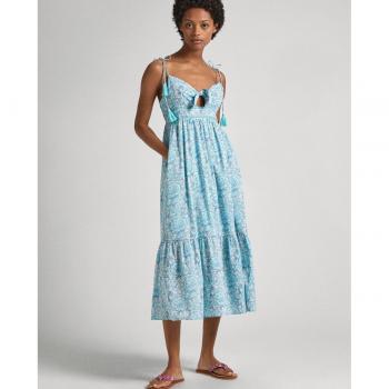 Vestido Mallory Pepe Jeans - Elegante vestido midi azul con estampado floral