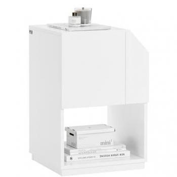 SoBuy Mesa Auxiliar Mesita de Noche con 1 Estante Abierto, 1 Puerta y 1 Compartimiento Abierto, Dimensiones: 40 x 40 x 60 cm, Color: Blanco, Modelo: F