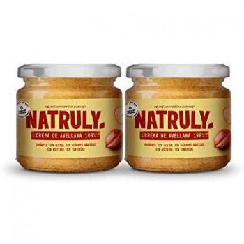 NATRULY Crema de Avellanas BIO, 100% Avellanas Sin Azúcar, Sin Gluten, Sin Aceite de Palma - Pack 2x300 g