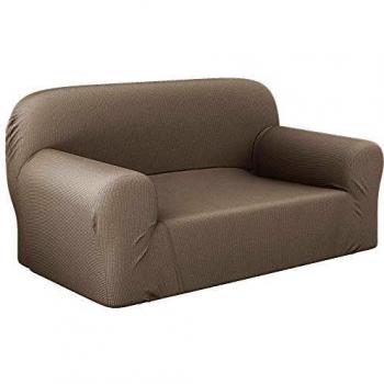 Dreamzie - Fundas Sofa Elasticas 2 Plazas - 60% Algodón Reciclado - Certificada Oeko-Tex® sin Productos Químicos - Fabricada en España - Beige