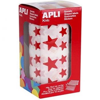APLI Kids - Rollo de gomets estrella, color rojo
