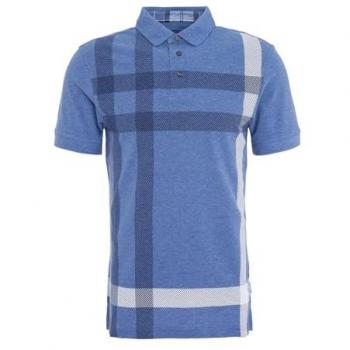 Barbour Men's Oversized Tartan Chambray Polo Shirt - Blue, Size L
