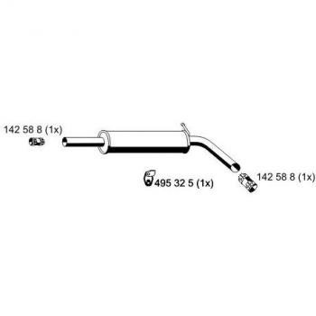 Silenciador Intermedio ERNST 645003 para Skoda, Longitud: 880mm