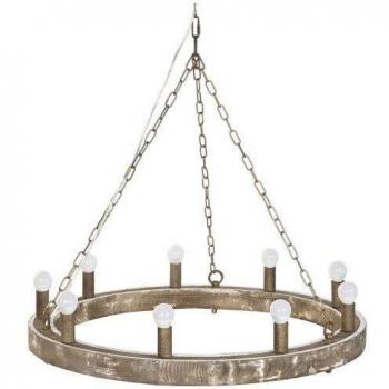 Lámpara de Techo DKD Home Decor Blanco Marrón Madera Metal Abeto 40 W Vintage Acabado envejecido 220 V 78 x 78 x 13 cm
