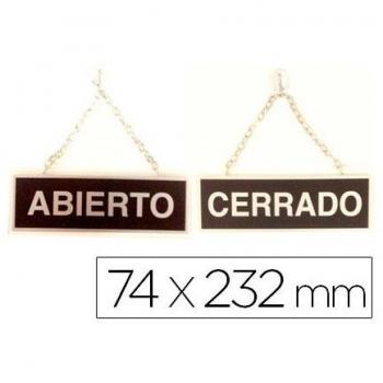 Liderpapel 111 - Letrero metálico serigrafiado abierto y cerrado con cadena y ventosa para colgar