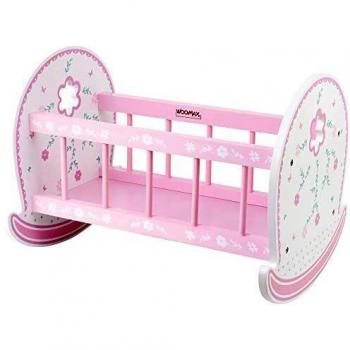 WOOMAX - Cuna de madera para muñecas WOOMAX, muñecos 30-40cm, 47,5x35x35 cm, rosa y blanco, cunita muñecas, cuna muñecas madera, reciclable, a partir de 3 años,