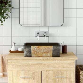 Lavabo encimera rectangular de cerámica negro marrón 46x35,5x13 cm