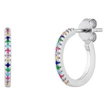 Aros Gala de Plata de Ley 925 con Baño de Rodio y Circonitas Multicolor para Mujer