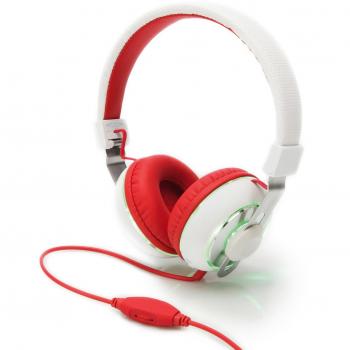 Ednet 83221 Beat Light on-ear auriculares,Rojo, Blanco