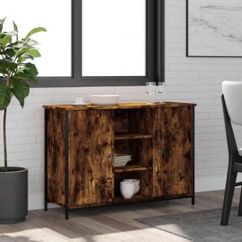 Aparador de madera de ingeniería 100x35x70 cm en color roble ahumado, mueble de almacenaje para salón, buffet, armario auxiliar y armario de almacenamiento