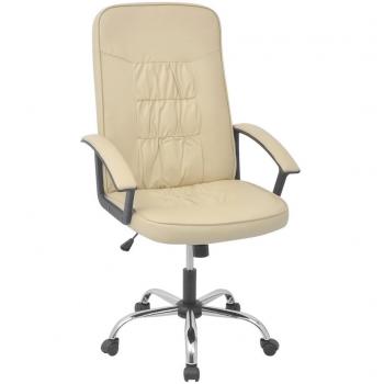 vidaXL Silla de oficina de material cuero artificial dimensiones 67 x 70 cm color crema
