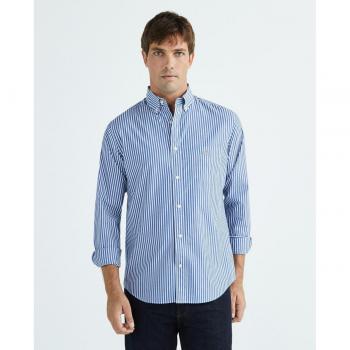 Gant Men's Regular Fit Blue Stripe Poplin Shirt