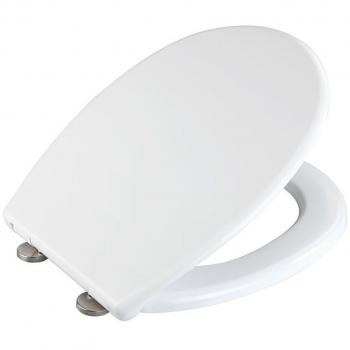 Tapa WC Vorno Neo 37x46 cm Blanca de Duroplast con Sujeción de Acero Inoxidable Wenko 24571100