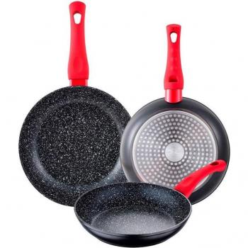San Ignacio - Set 3 Piezas de Sartén (22, 24, 26 cm) con Revestimiento Antiadherente en Aluminio Forjado Aptas para Inducción Energy