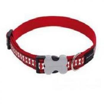 Collar Red Dingo Reflectante Huesos Rojo