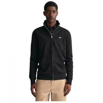 Sudadera con Cremallera Completa GANT para Hombre - Regular Fit Shield, Color Negro, Talla L