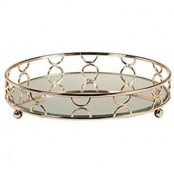 Bigbuy Home S0110681 Bandeja Decorativa, Laton, Cristal, 23 x 23 x 13 cm, Glass