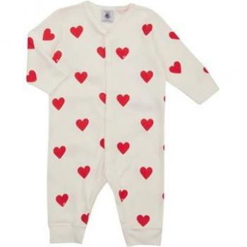 Pijama Enterizo sin Pies de Corazones Rojos para Bebé Niña - Petit Bateau