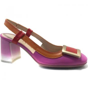 Sandalias de Tacón Hispanitas para mujer en color multicolor, modelo Australia, fabricadas en piel, disponibles en varios colores como lila y rojo