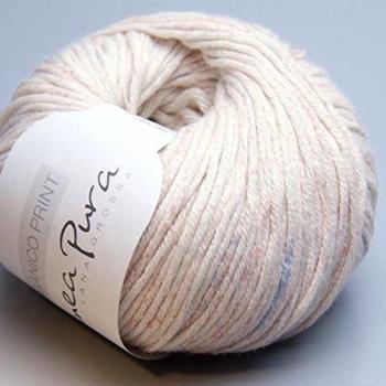 Lana Grossa Orga Nico Print, 350 - Natural/zart Naranja/Color Azul Pálido