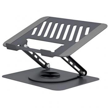 Soporte Metálico Ajustable y Giratorio 360° para Notebook de hasta 17 con Almohadillas Antideslizantes - Aluminio