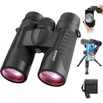 12x42 Professional HD Binoculars for Adults with Smartphone Adapter - Super Bright and Large View Binoculars for Bird Watching Stargazing Traveling Hiking Hunting - BAK4 Prism, FMC Lens and Waterproof