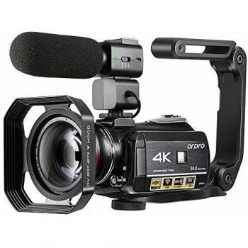 Videocámara 4K, Cámara de Video Cámara ORDRO AC3 Ultra HD 1080P 60FPS WiFi y Cámara de Visión Nocturna por Infrarrojos, Videocámara Cámara Digital con Pantalla Táctil de 3.1 Pulgadas y Micrófono
