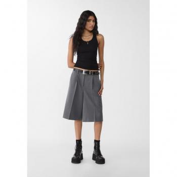 Stradivarius Dark Grey Tailored Bermuda Shorts