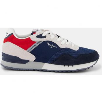 Pepe Jeans London One M Zapatillas Bajas para Hombre en Azul Marino con Logotipo Lateral y Detalles Multicolor PMS30934