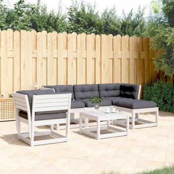 Conjunto de Jardín 5 Piezas con Cojines de Madera Maciza de Pino Blanco