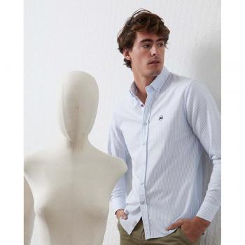 Camisa de hombre básica Altona Dock de rayas azul patrón Slim