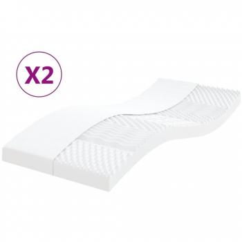 Colchones de espuma 90x200cm 2 piezas 7 zonas de dureza 20 ILD blancos Vidaxl