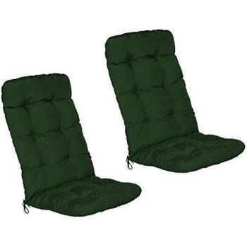 Cojín para Sillas de Jardín con Respaldo Alto - Set de 2 - Extra Comfort - 120x50x8cm - Verde Oscuro