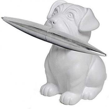 Balvi bolígrafo & pisapapeles Woof! Color Blanco En Forma de Perro Resina