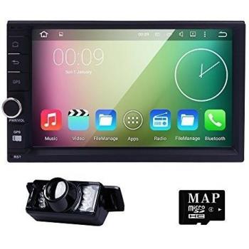 HIZPO Universal 2 Din 4-Core Android 5.1 Lollipop Car in Dash Stereo Radio 7HD 1024*600 Muti-touch Screen GPS Navigation Vedio Player Support WIFI OBD2 TV DVR DAB+ Screen Mirror+Free Rearview Camera
