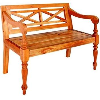 vidaXL Batavia Bench 98 cm Solid Mahogany Wood Light Brown