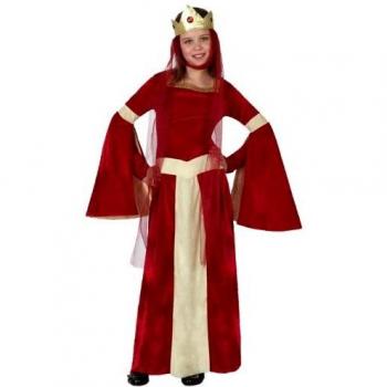 Disfraz de Dama Medieval Roja para Niña, Talla 3 (7-9 Años)