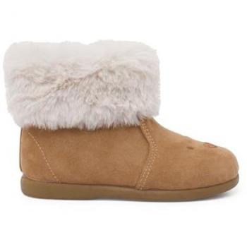Botas de bebés con cuello de pelo y cremallera Pisamonas, modelo Osito, Talla 21, Color Arena