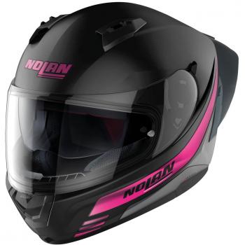 Nolan Casco Integral N60-6 Sport Outset Negro-Rosa con diseño aerodinámico, sistema de ventilación eficiente, interior desmontable y lavable, pantalla anti-rayaduras, cierre micrométrico y homologación ECE