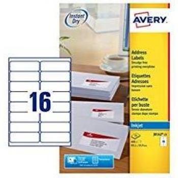 Avery España J8162-25 - Pack de 25 folios de etiquetas para envíos, 99.1 x 33.9 mm, color blanco