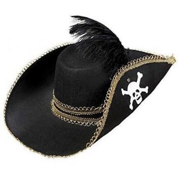 Sombrero Pirata de Fieltro con Calavera y Pluma Widmann