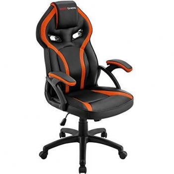 Mars Gaming MGC118BO, Silla Gaming Ergonómica en PU y Nylon, Regulable, Naranja