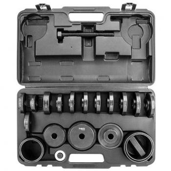 Kit de montaje y desmontaje de rodamientos y casquillos - juego de 22 piezas, incluye herramientas para empuje, extracción y embutición de rodamientos y casquillos, fabricado por NEO TOOLS